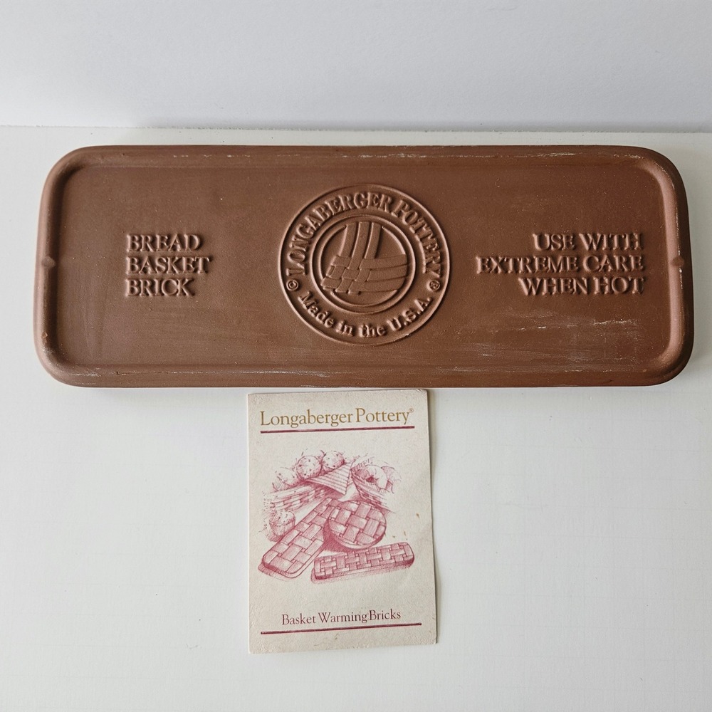 Longaberger Pottery Bread Basket Warming Brick 11in Excellent